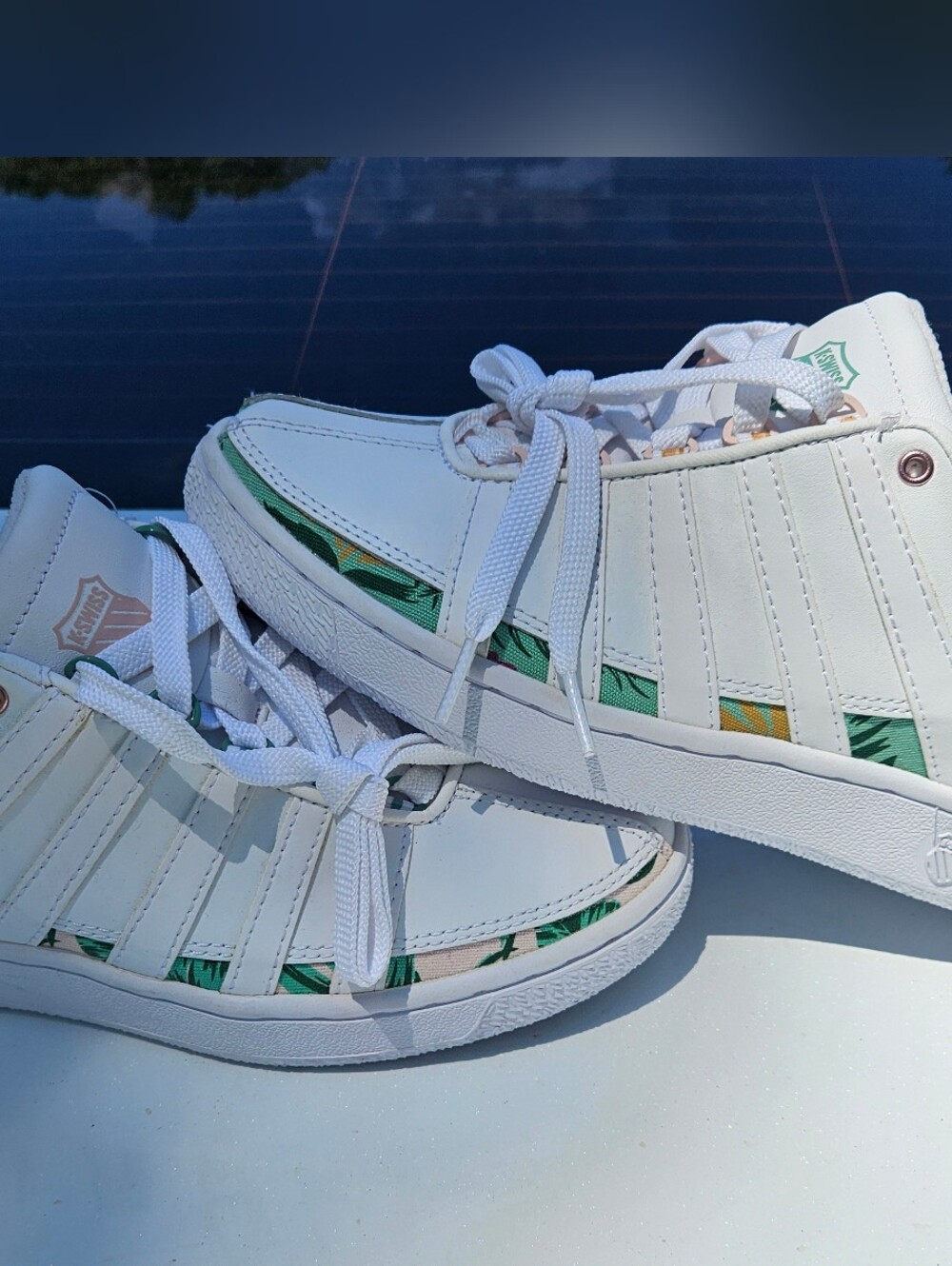K-Swiss Classic VN Low Pink Tropical Palm Leaf Leather Shoes Size 6